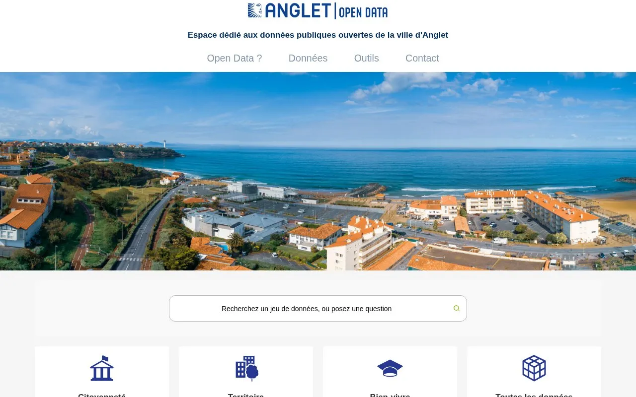 anglet-opendatapaysbasque.opendatasoft.com homepage screenshot