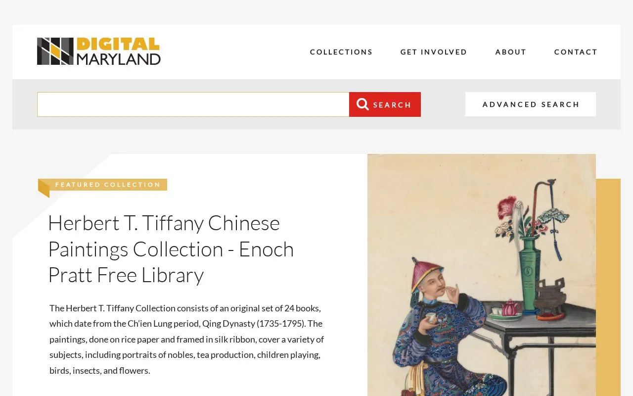 Maryland Digital Cultural Heritage homepage screenshot