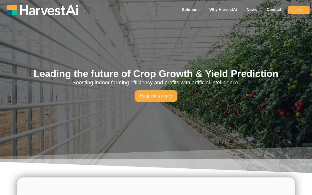 HarvestAi homepage screenshot