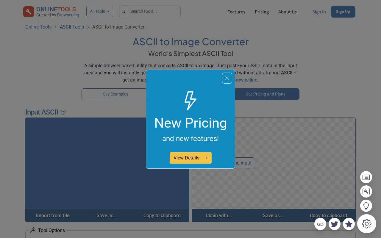 convert-ascii-to-image homepage screenshot