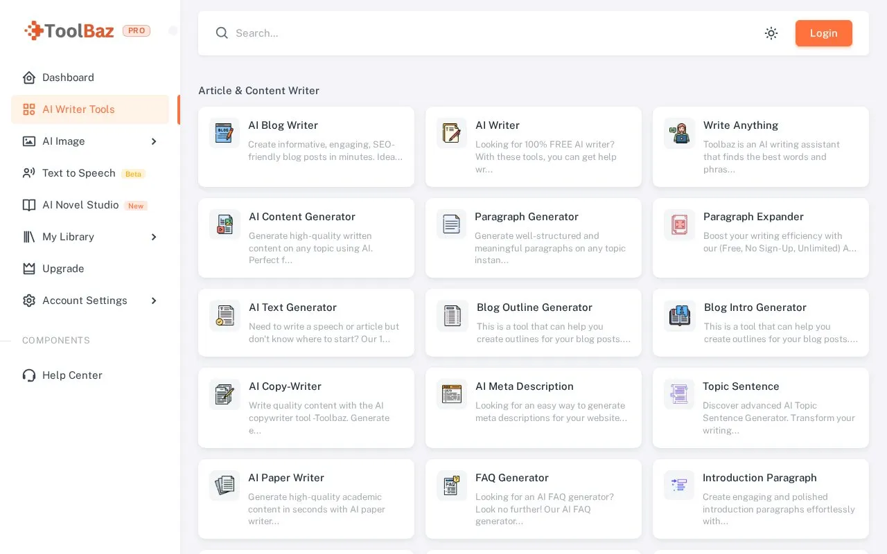List homepage screenshot