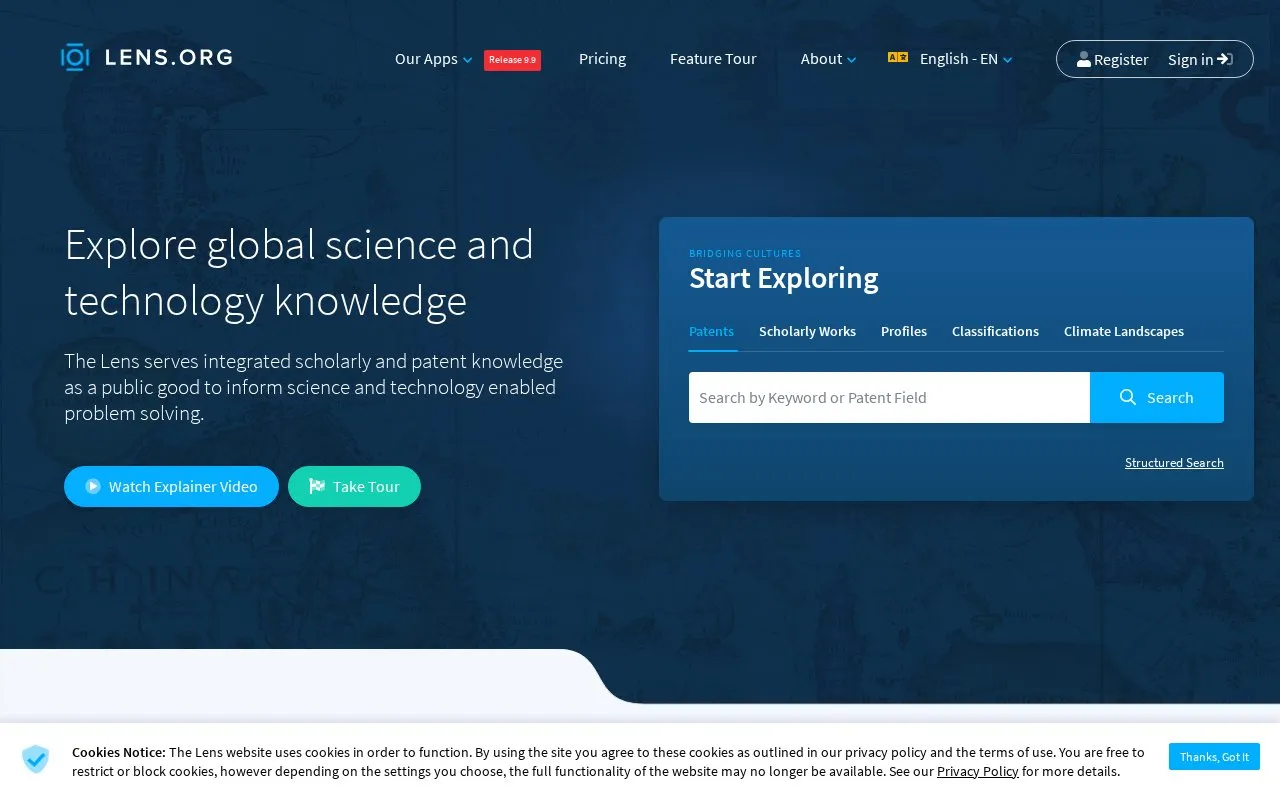Lens homepage screenshot