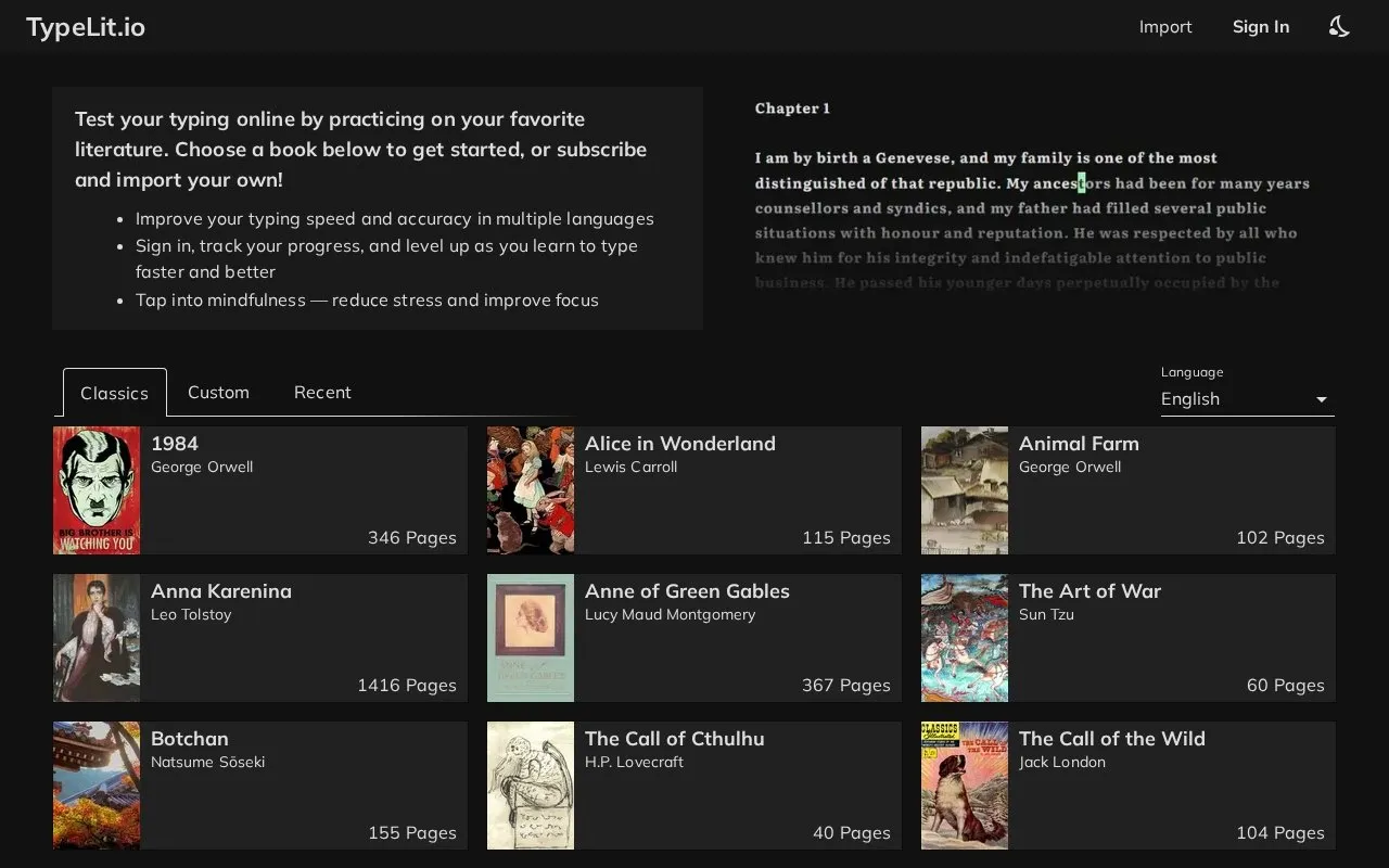 TypeLit.io homepage screenshot