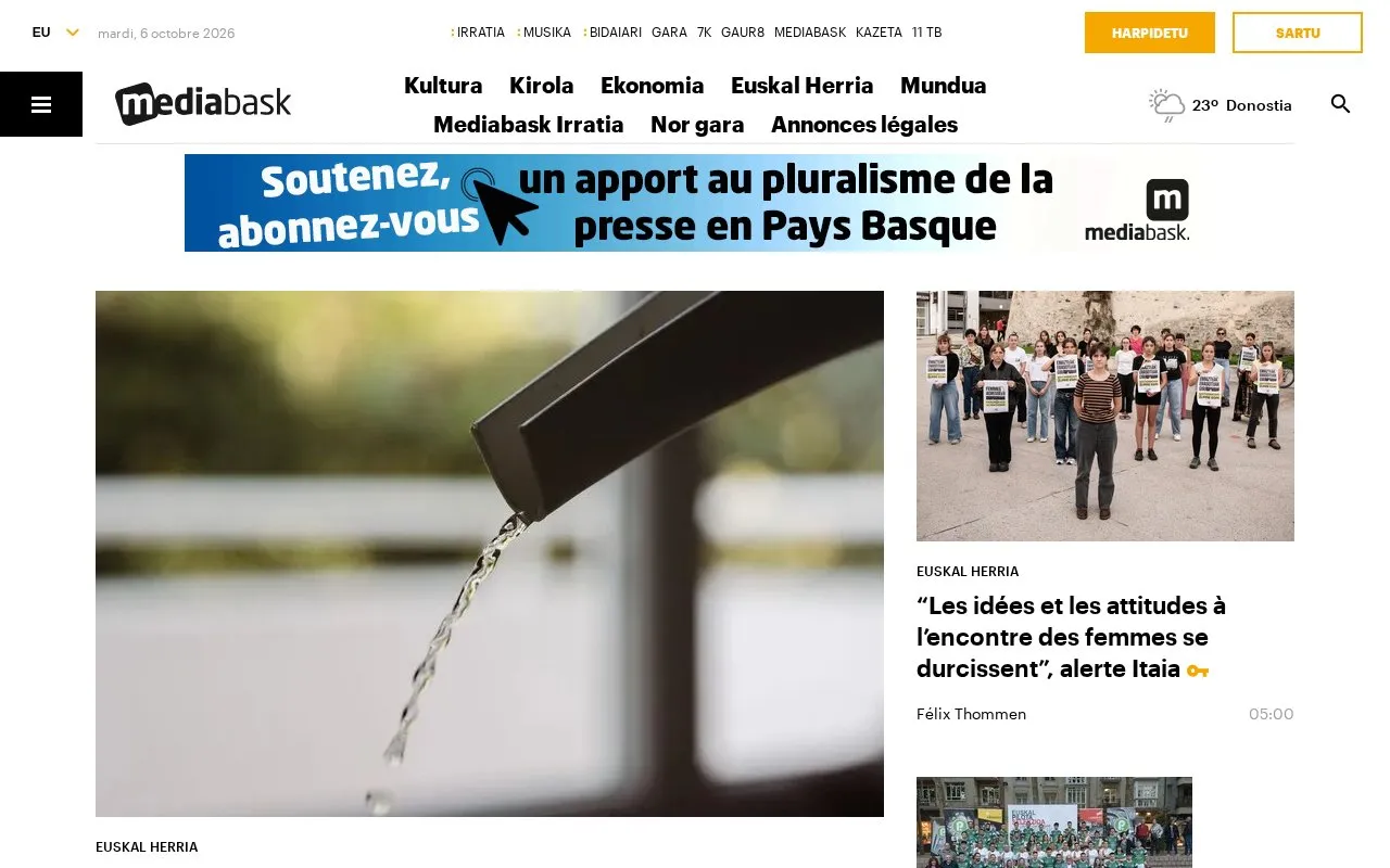 Mediabask homepage screenshot