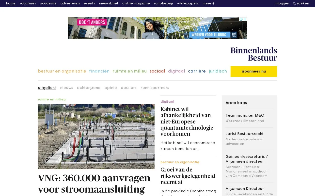 Binnenlands Bestuur homepage screenshot