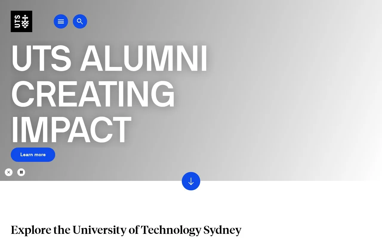 University of Technology, Sydney homepage screenshot