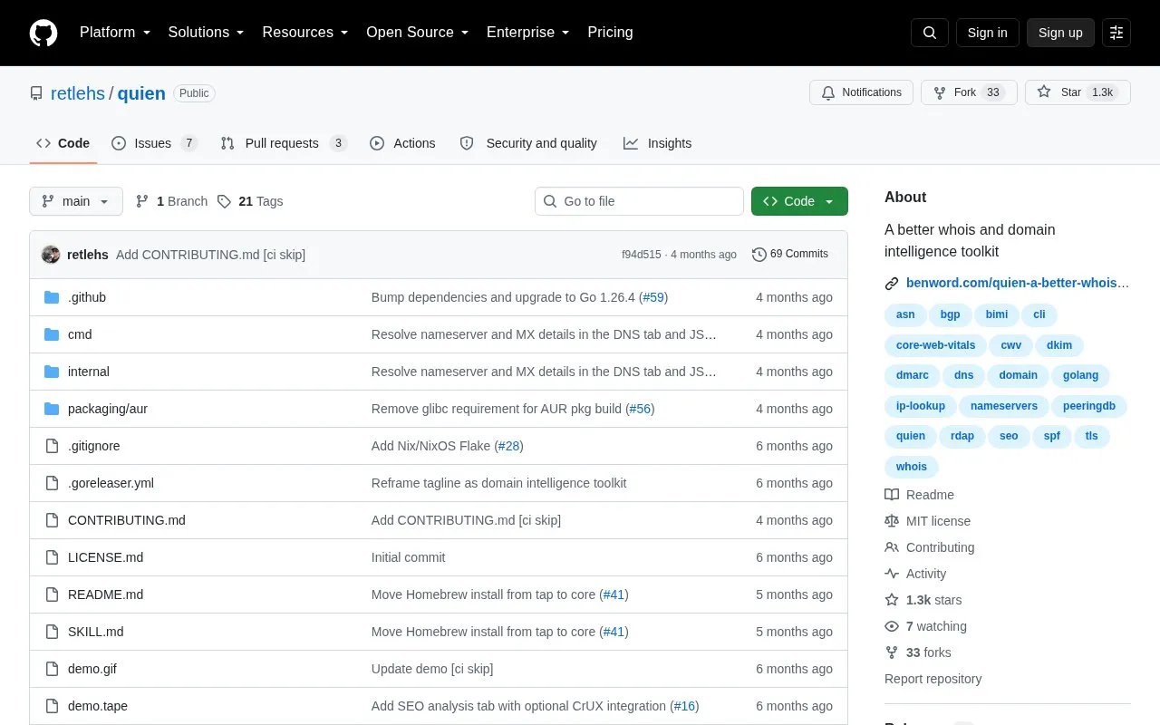 quien homepage screenshot