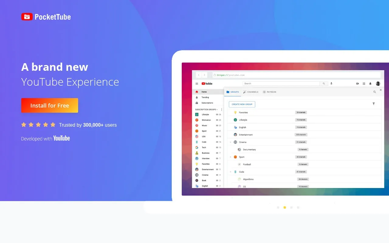 PocketTube homepage screenshot