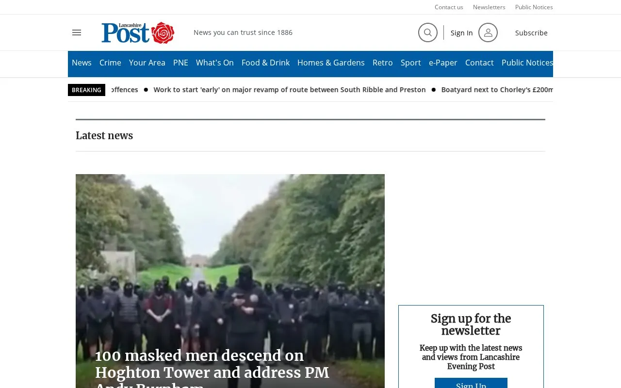 Lancaster Post homepage screenshot