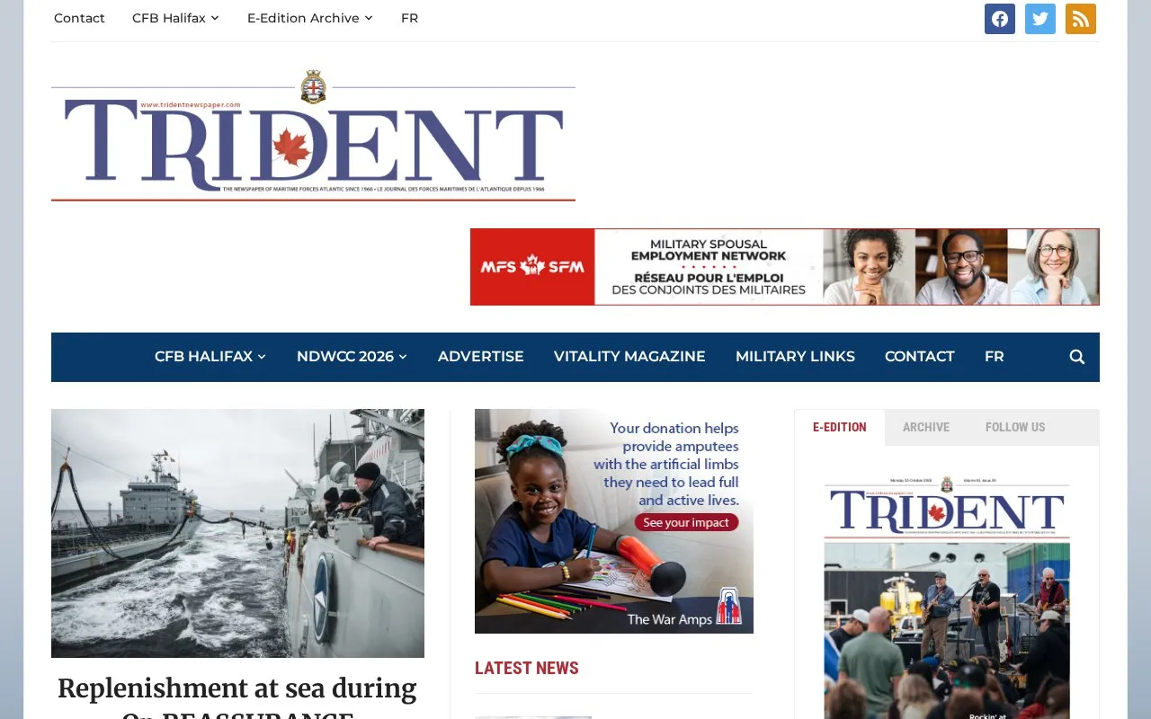 Trident Military Newspaper homepage screenshot