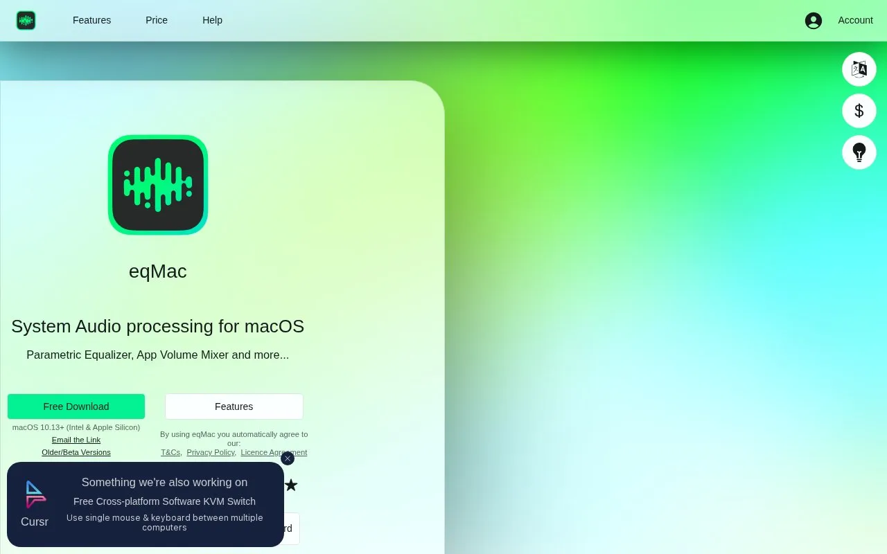 EQMac homepage screenshot
