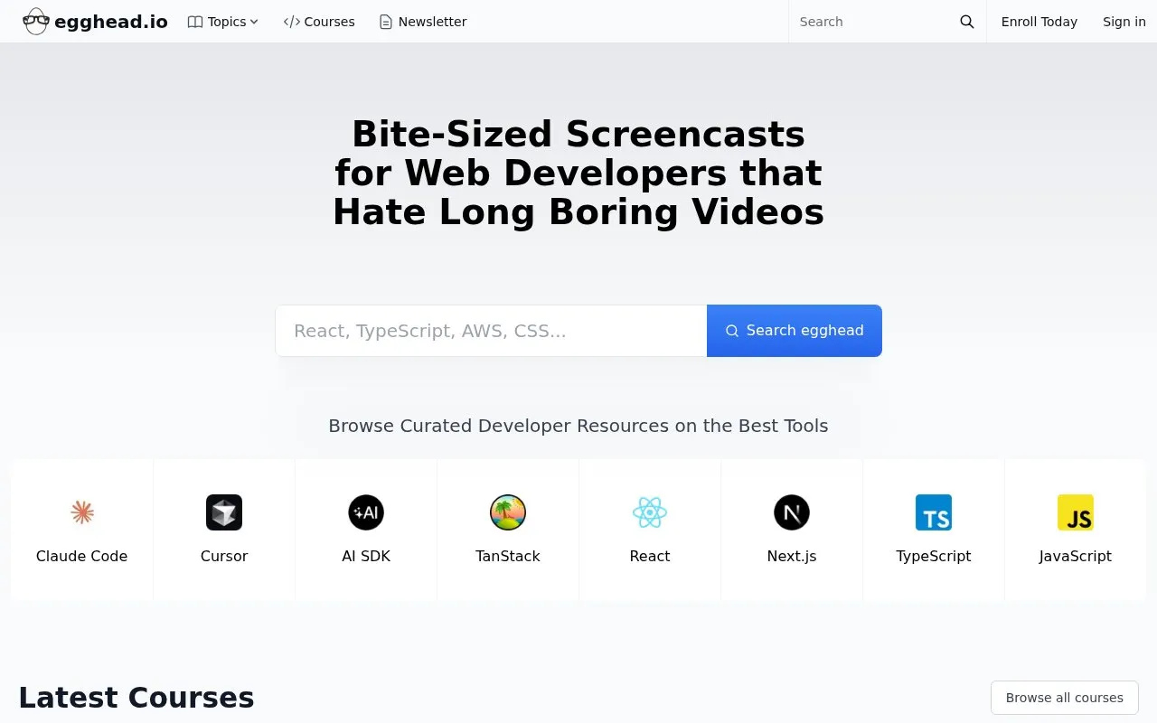 EggHead homepage screenshot