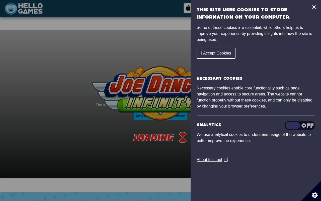JoeDangerTheGame homepage screenshot