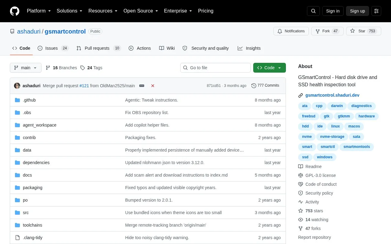 Gsmartcontrol homepage screenshot