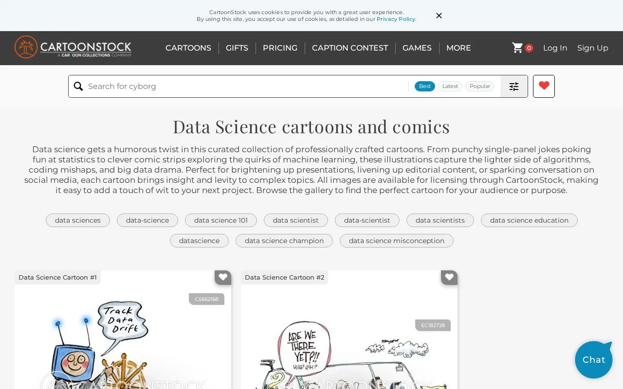 Data Science Cartoons homepage screenshot
