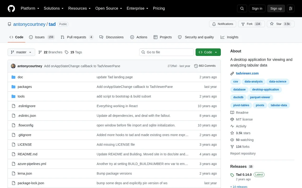 tad homepage screenshot