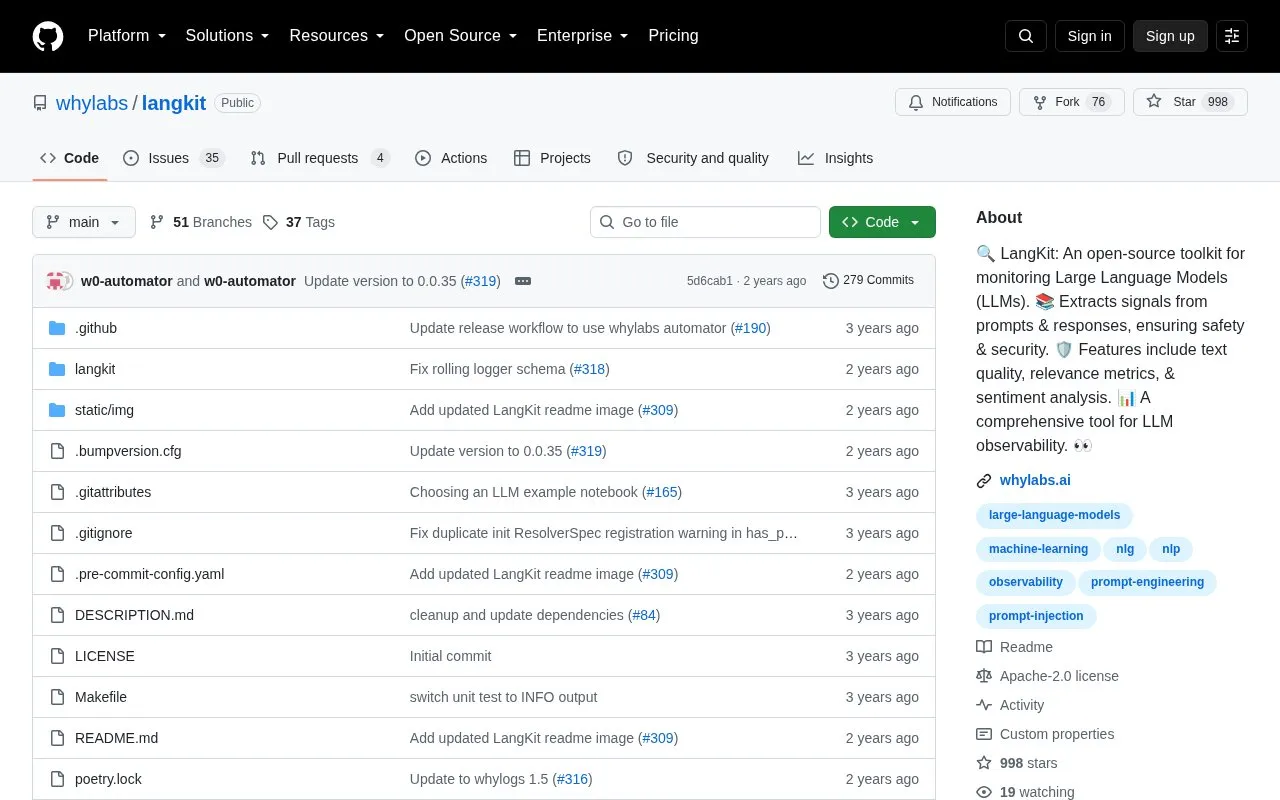 LangKit homepage screenshot