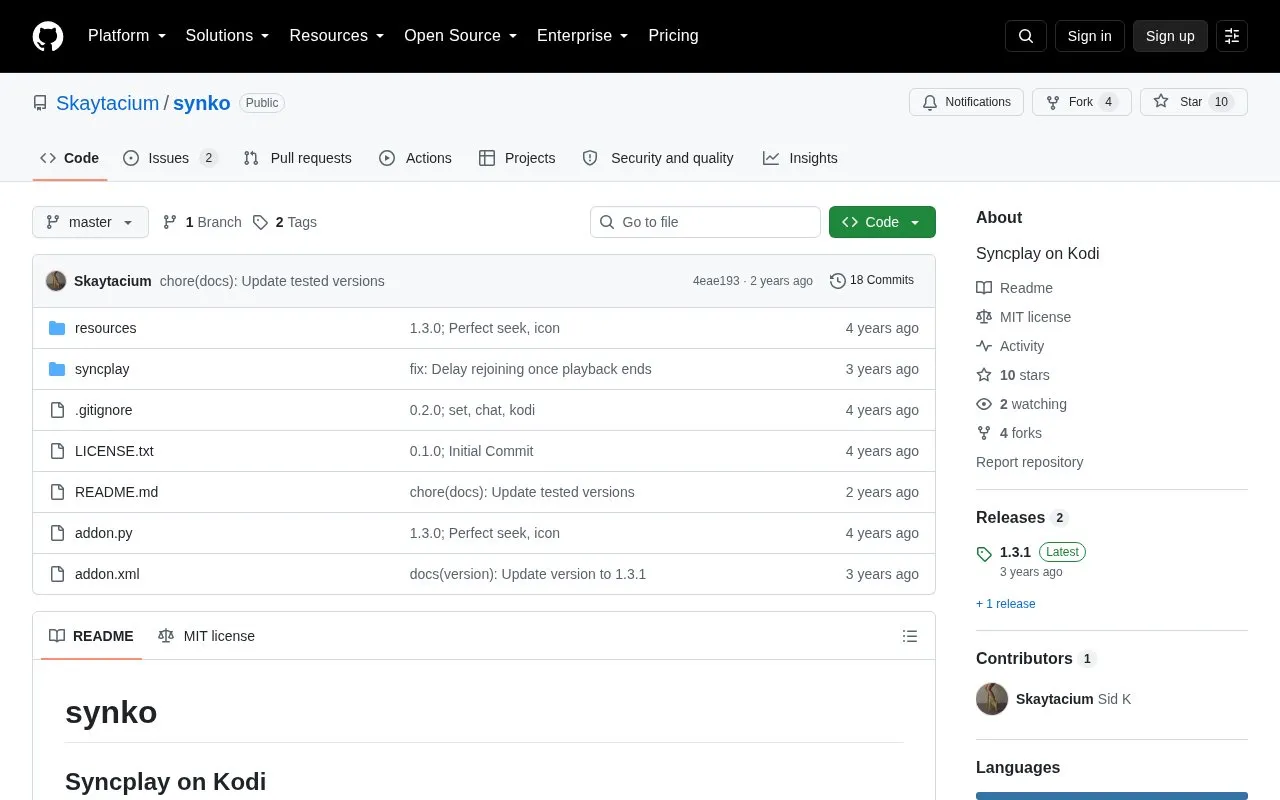Synko homepage screenshot