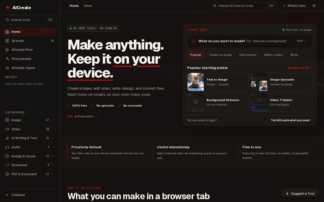 AICreate homepage screenshot