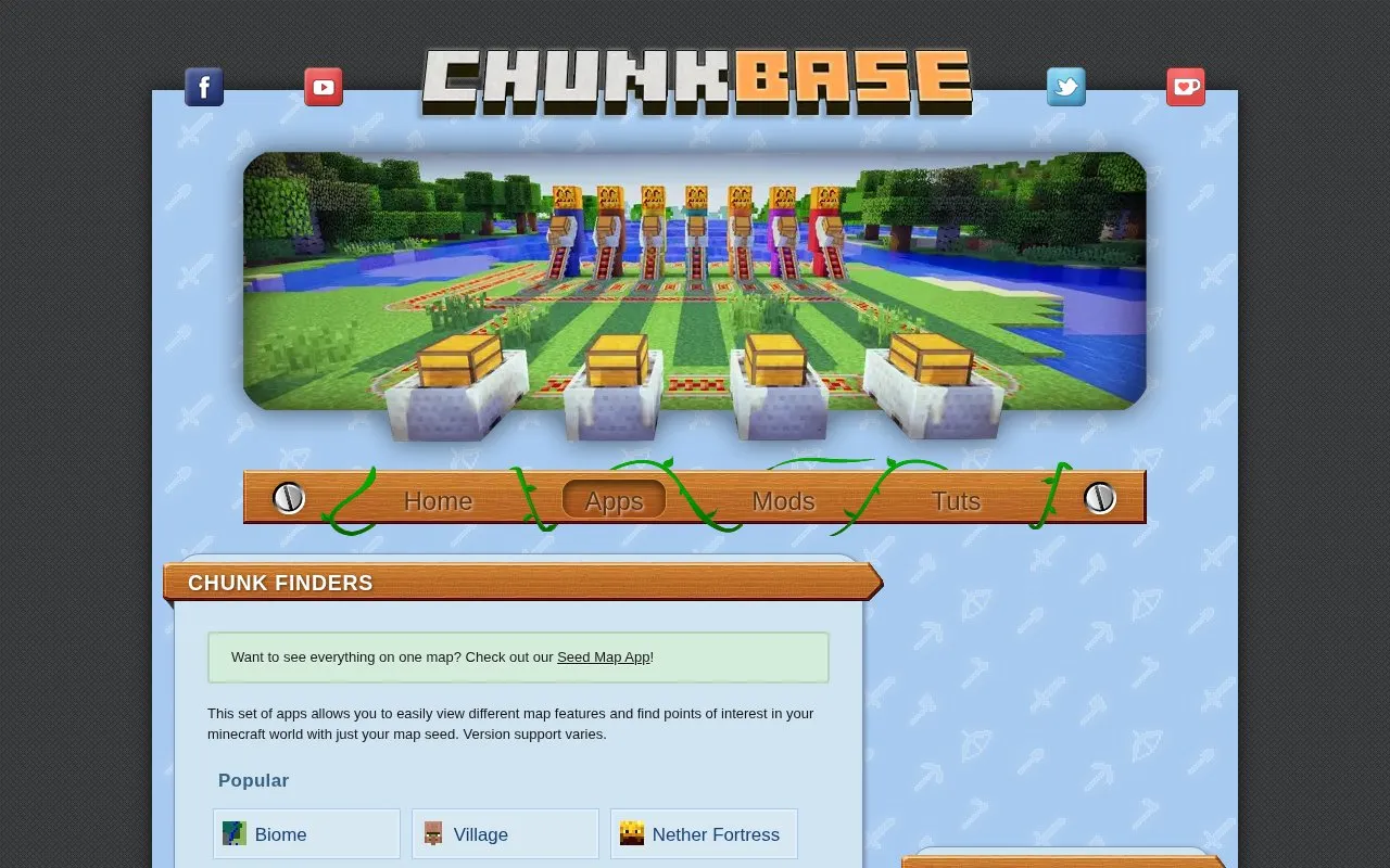 ChunkBase homepage screenshot