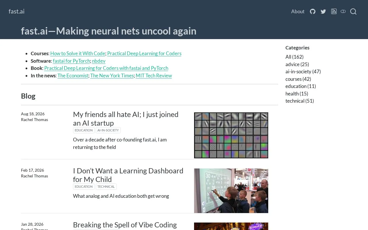 fast.ai homepage screenshot