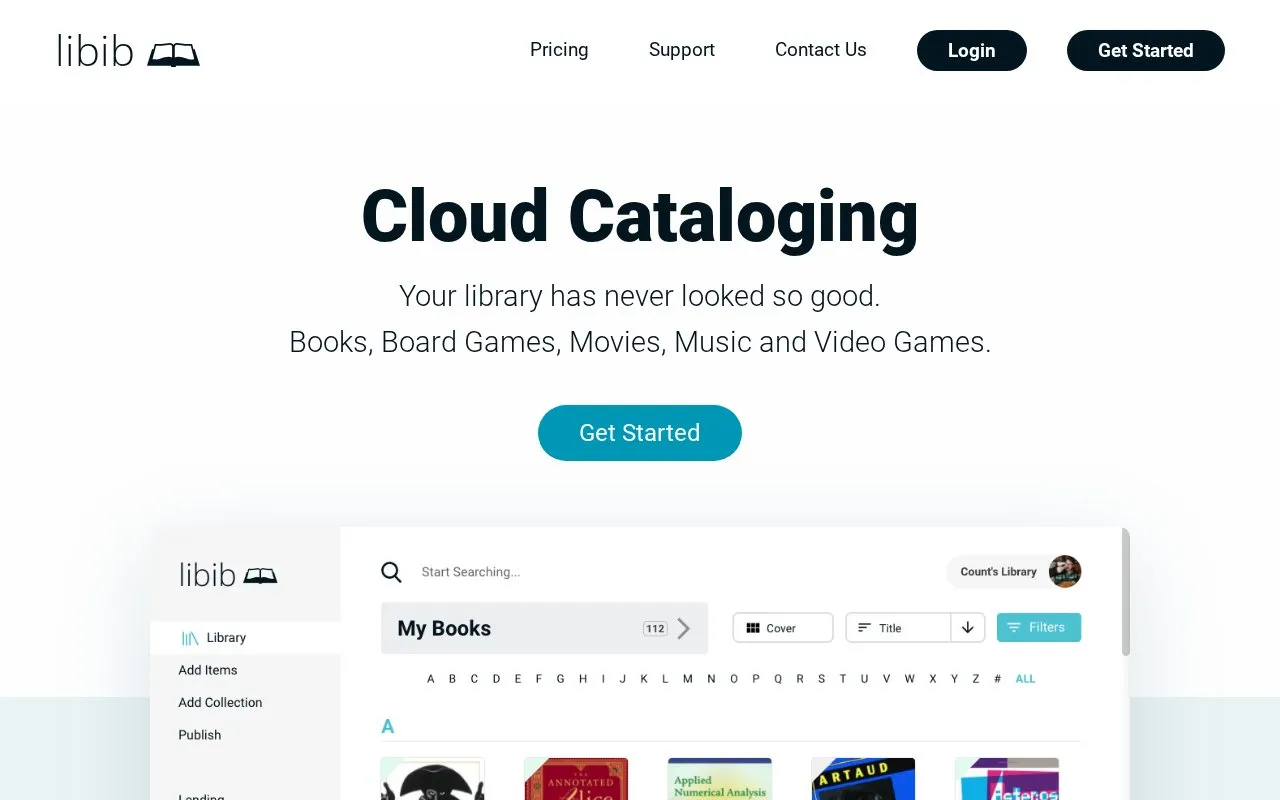 libib homepage screenshot