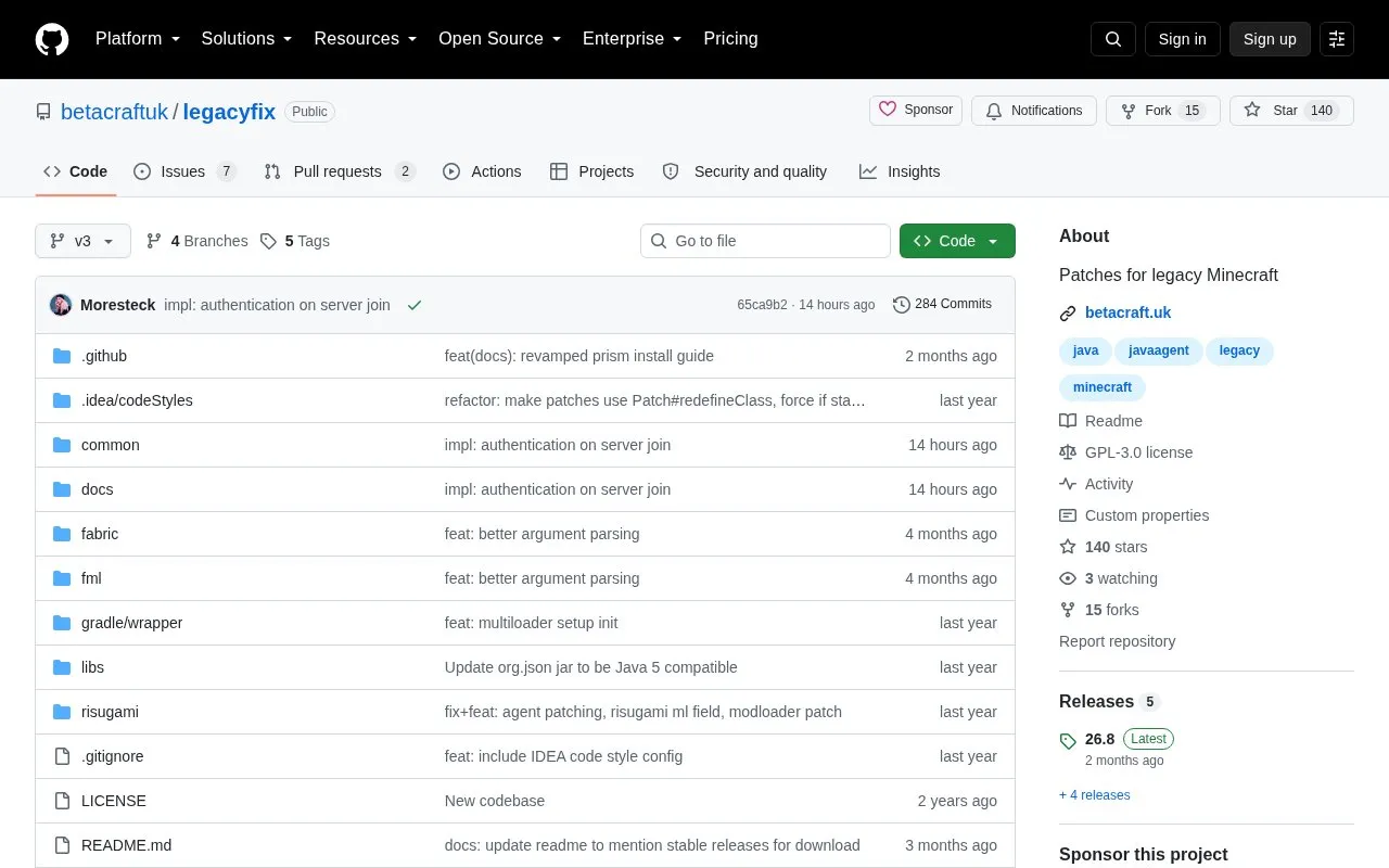 LegacyFix homepage screenshot