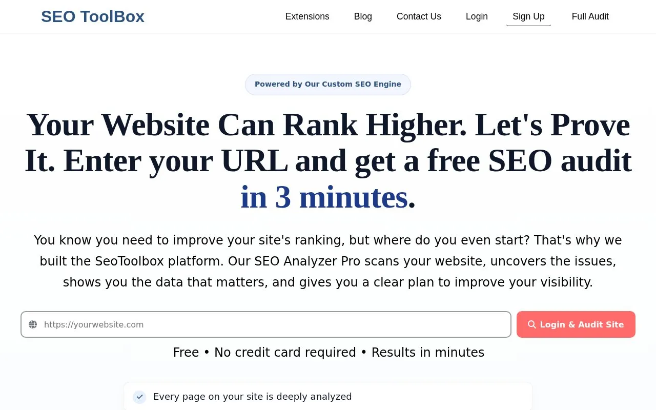 SEO Toolbox homepage screenshot