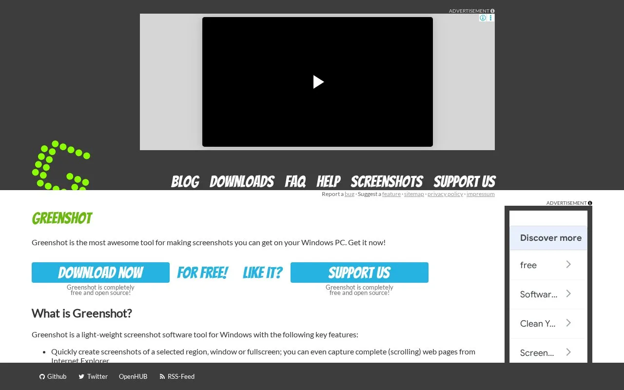 Greenshot homepage screenshot