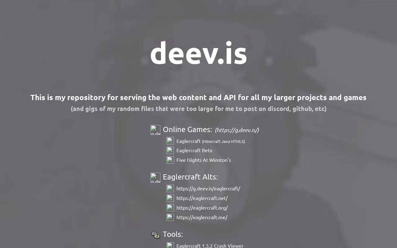Site List homepage screenshot