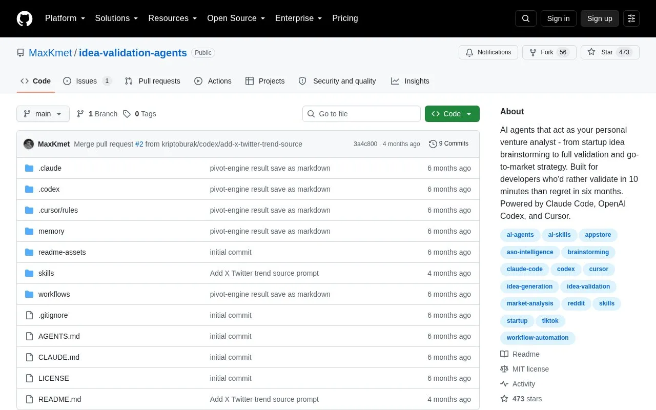 idea-validation-agents homepage screenshot