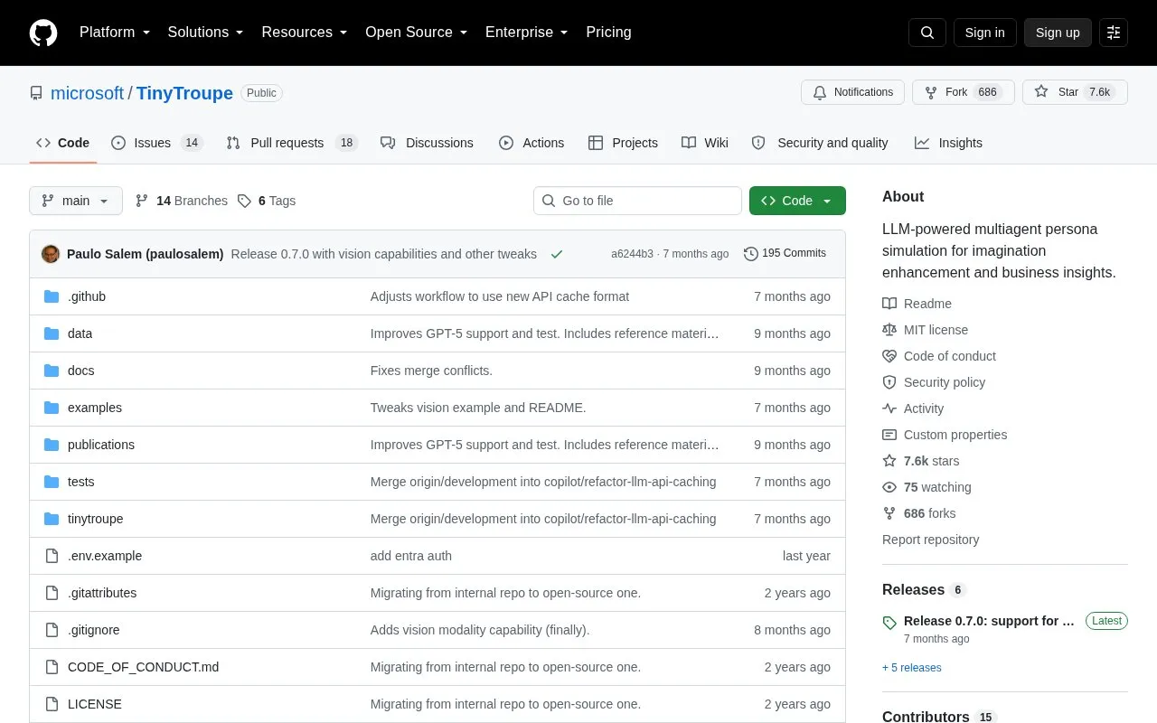 microsoft/TinyTroupe homepage screenshot