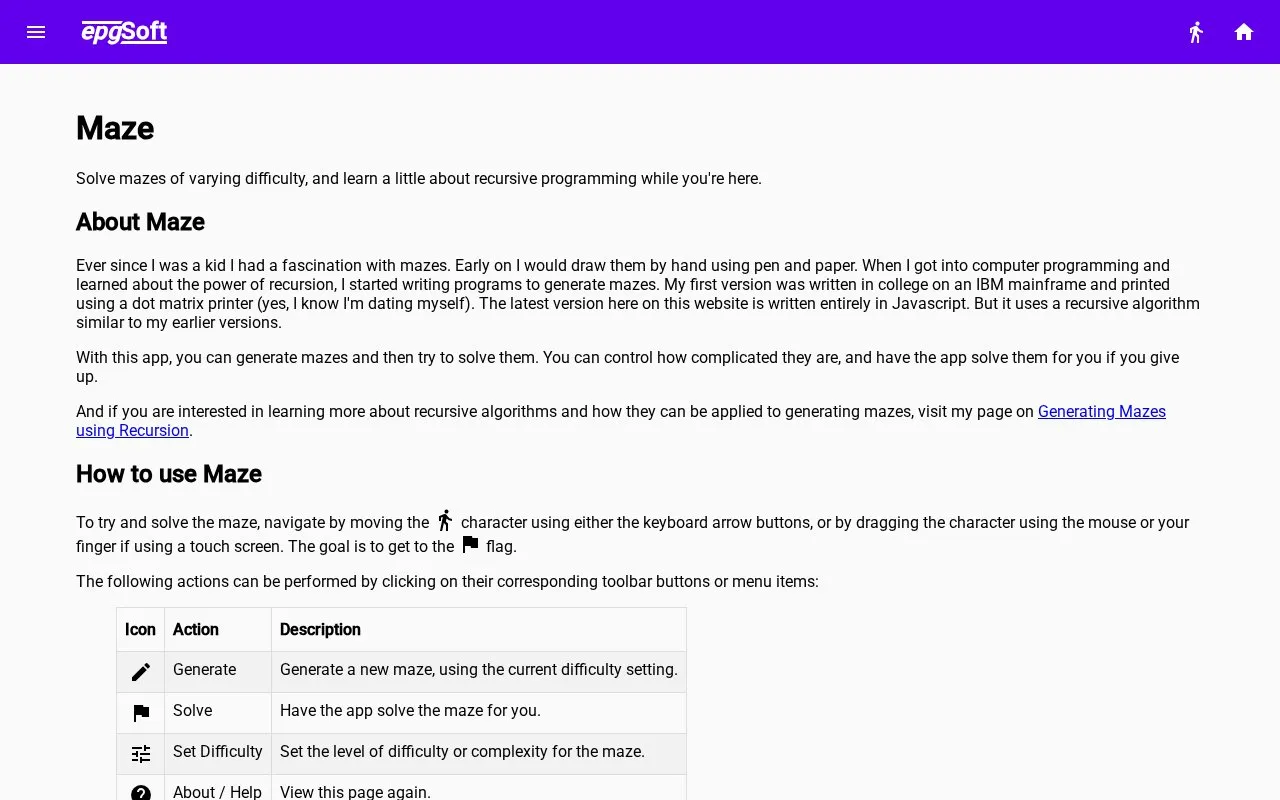 Maze homepage screenshot