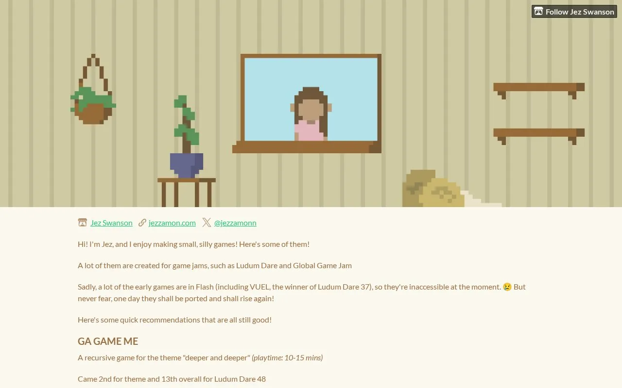 Jezzamon homepage screenshot