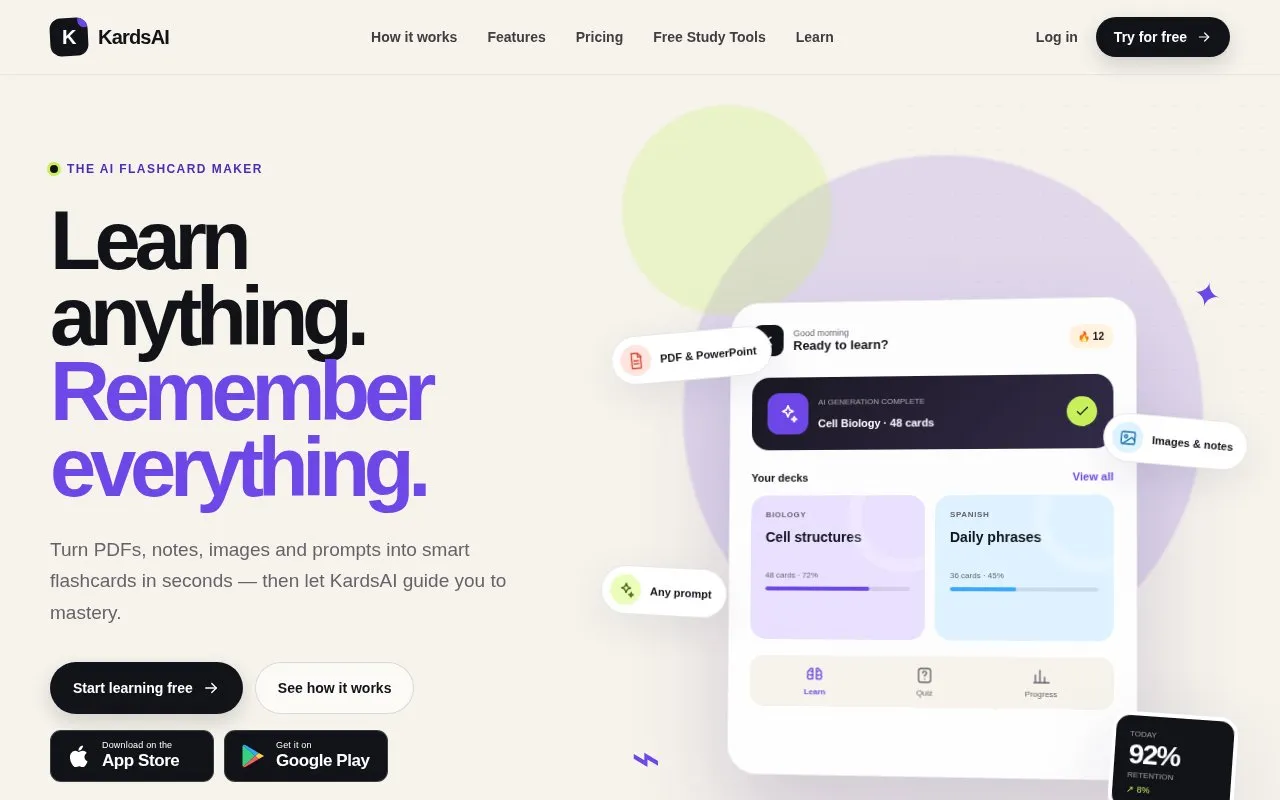 KardsAI homepage screenshot