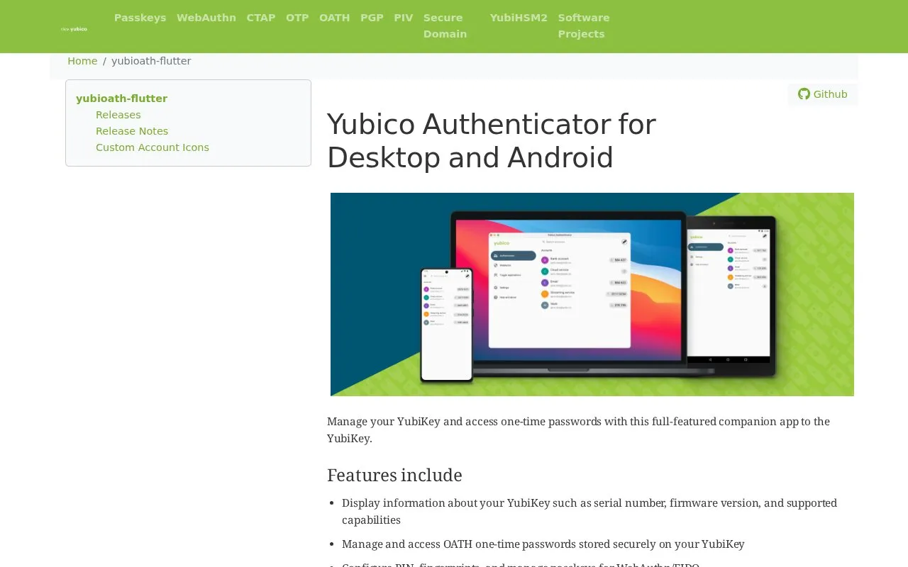Yubioath homepage screenshot