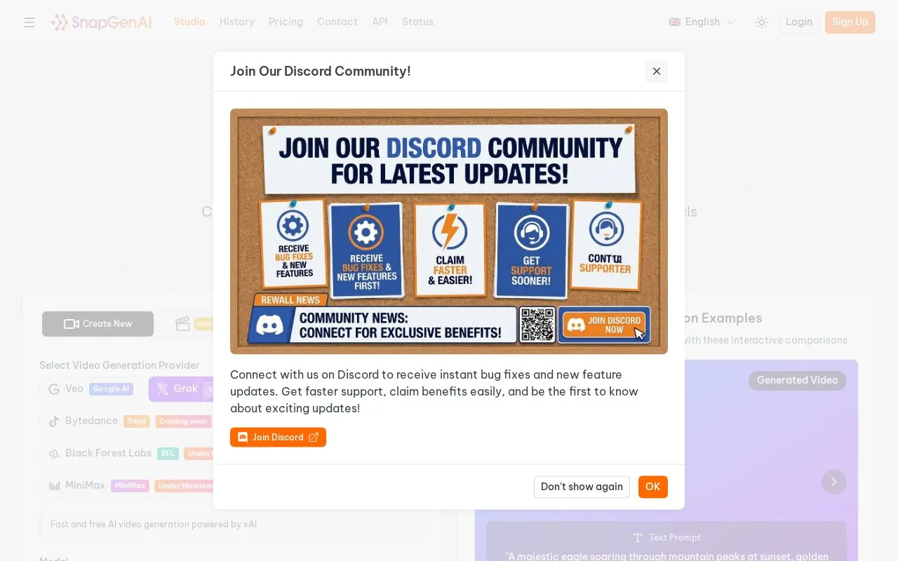Snapgen AI homepage screenshot