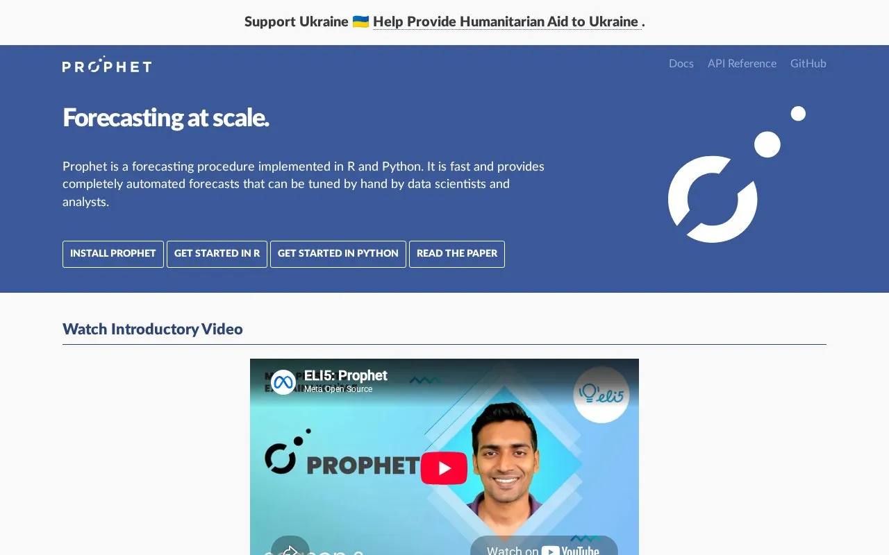 Prophet homepage screenshot