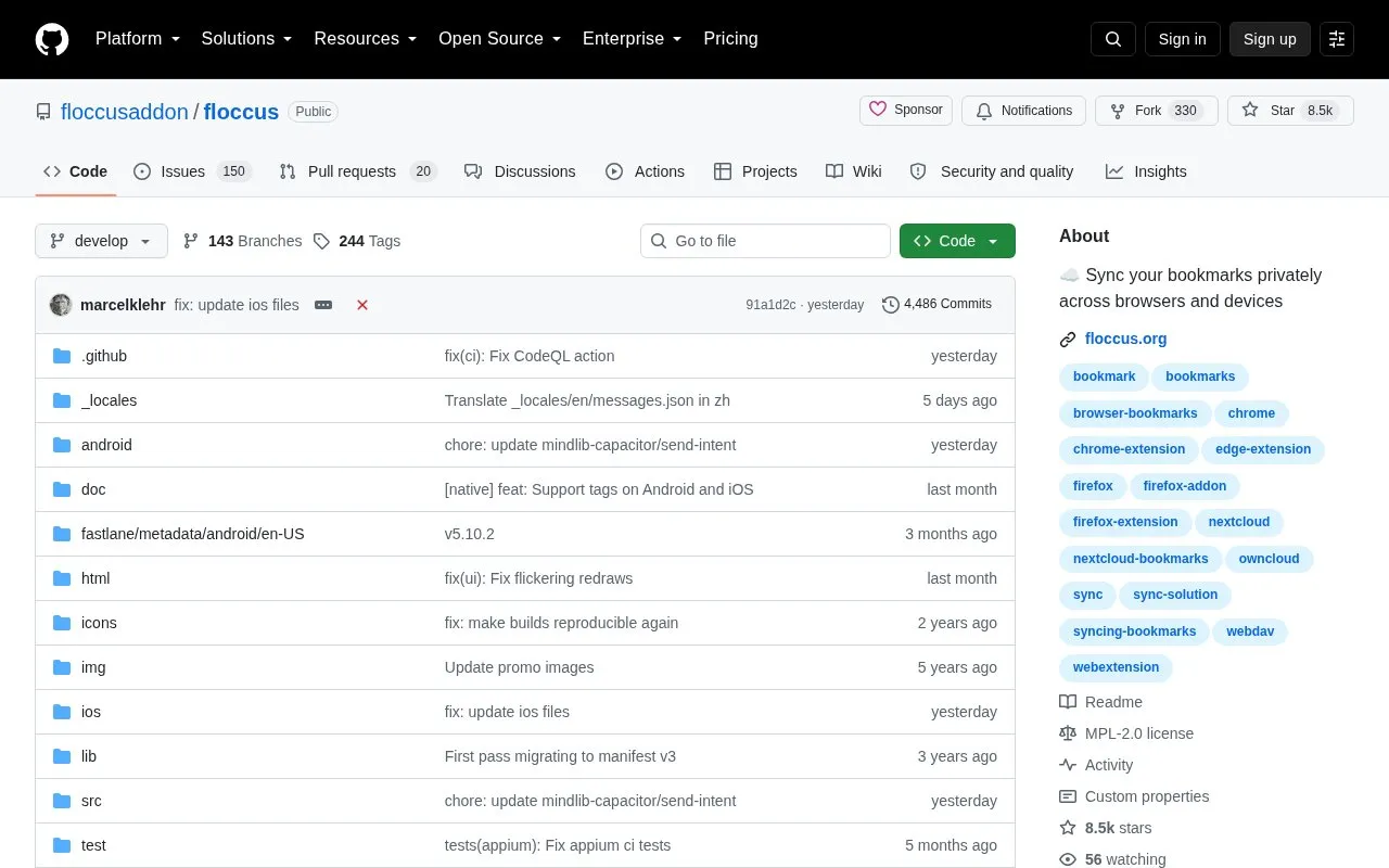 Floccus homepage screenshot