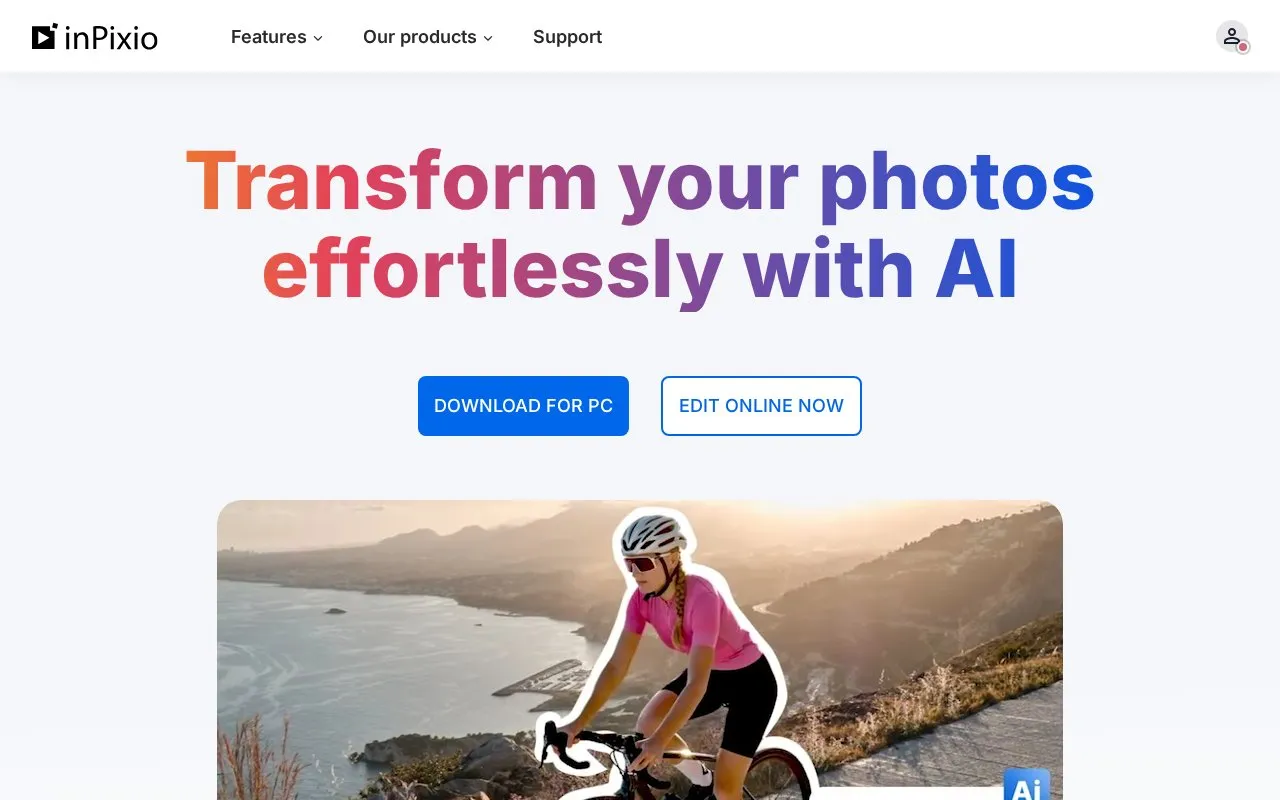 inPixio homepage screenshot