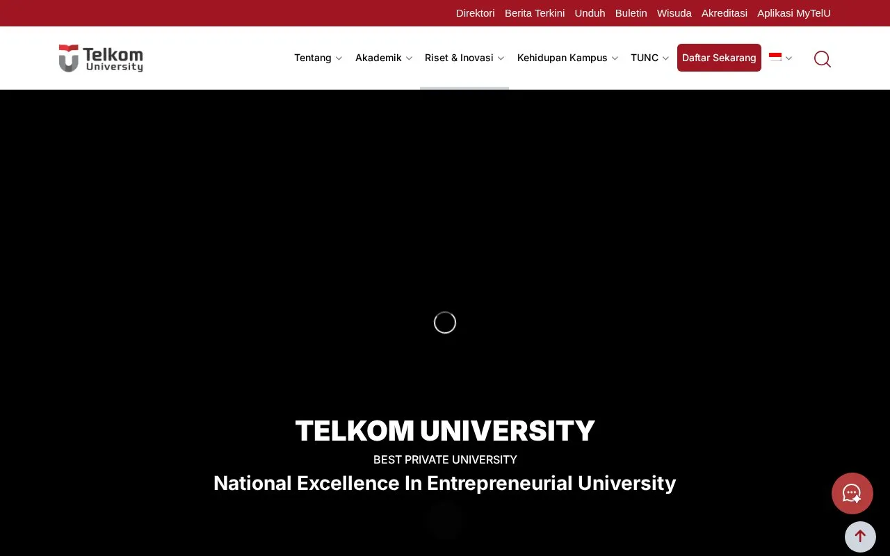 Telkom University homepage screenshot