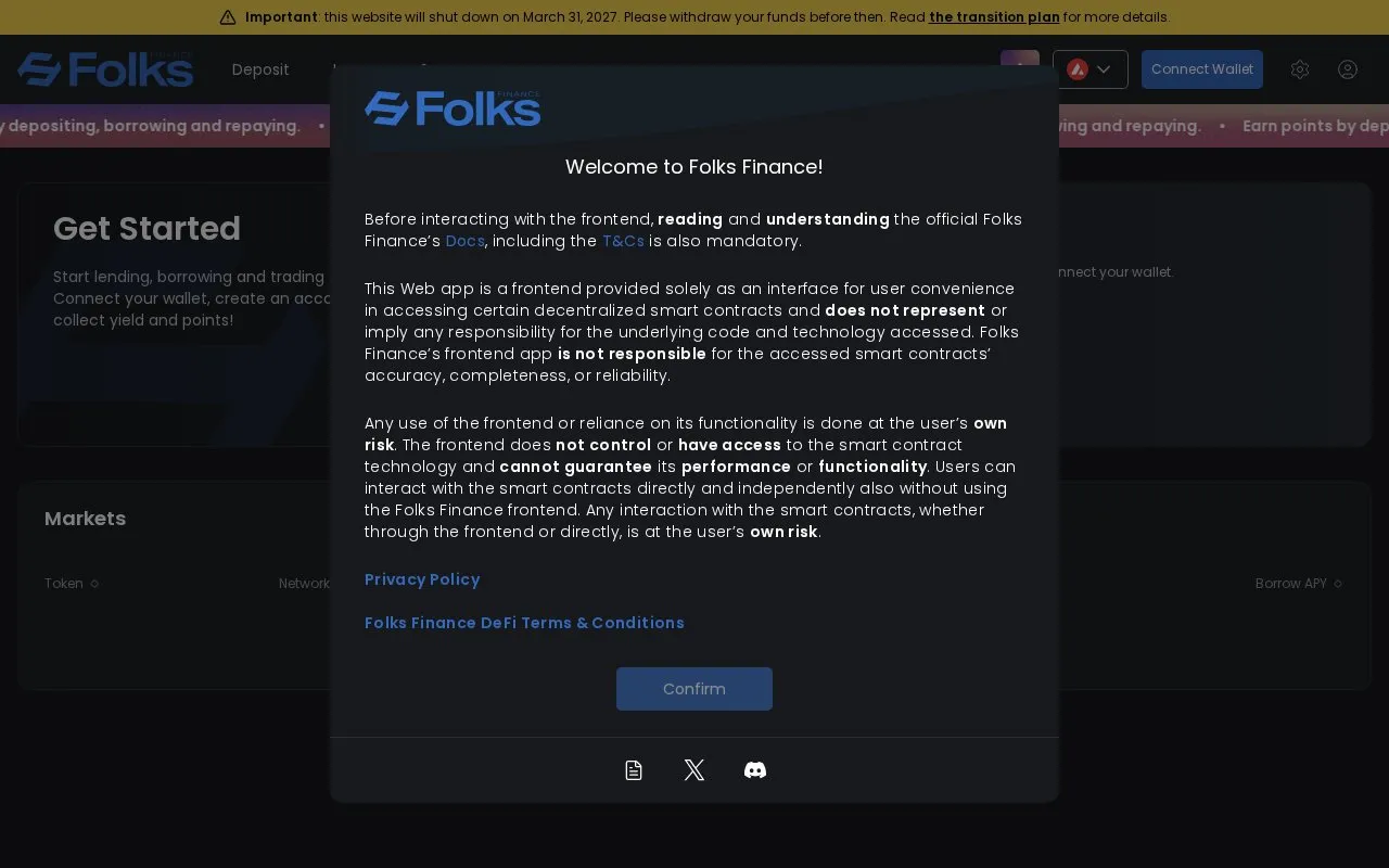 Folks Finance xChain homepage screenshot
