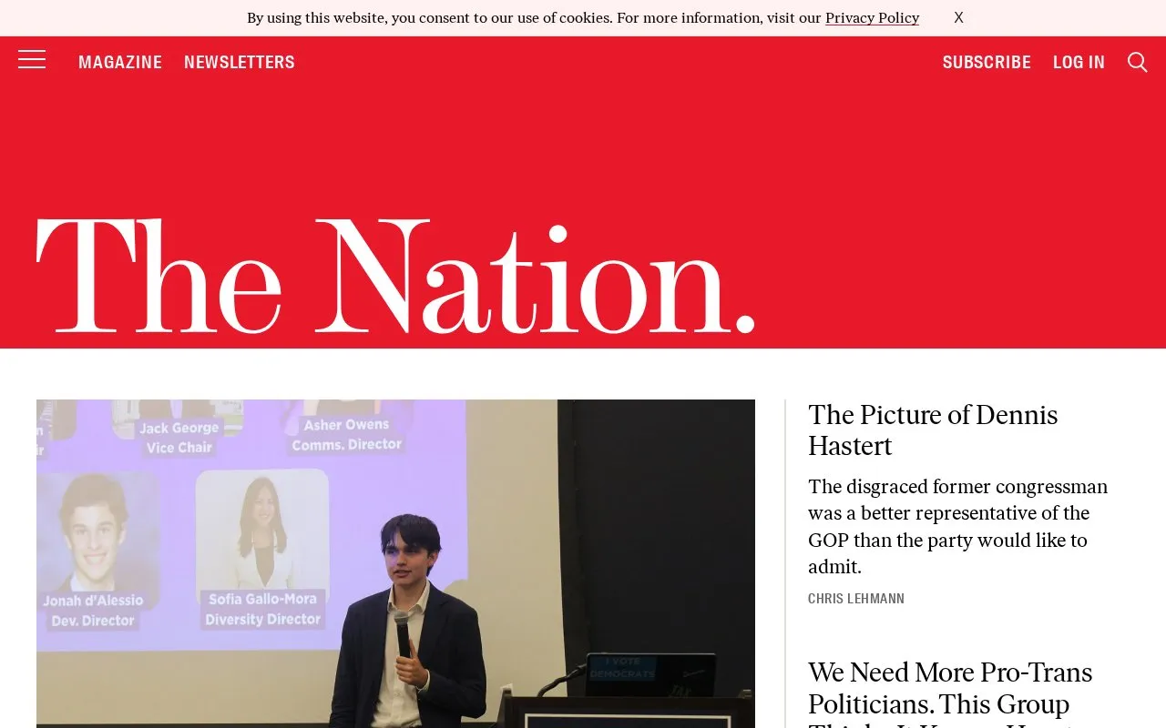 The Nation homepage screenshot