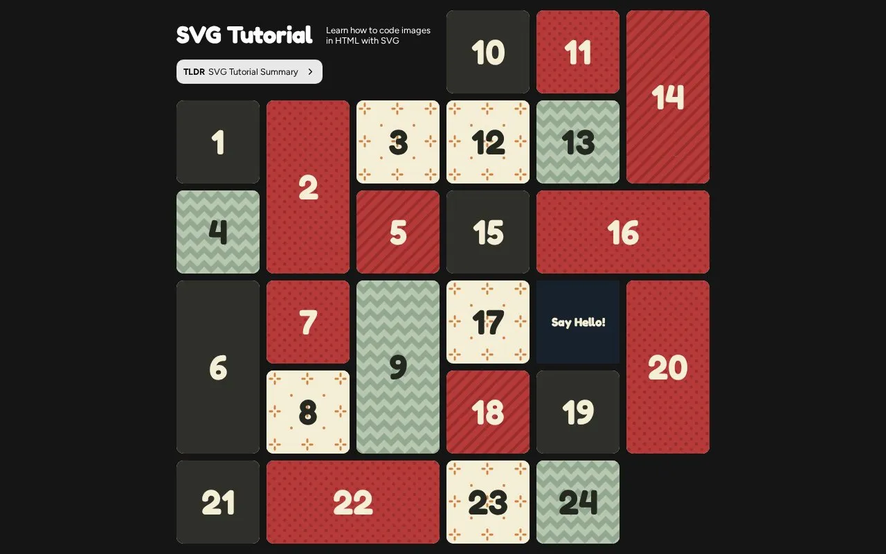 SVG Tutorial homepage screenshot