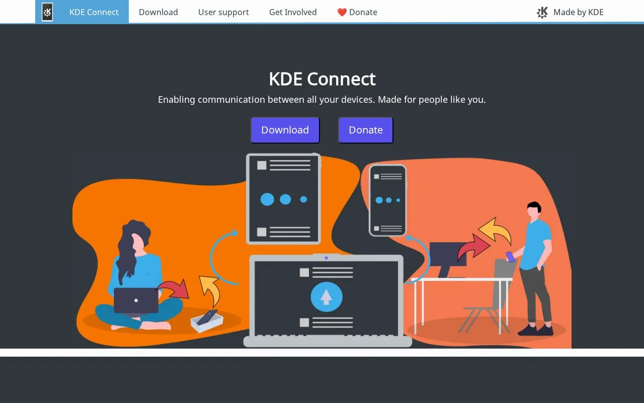 KDE Connect homepage screenshot