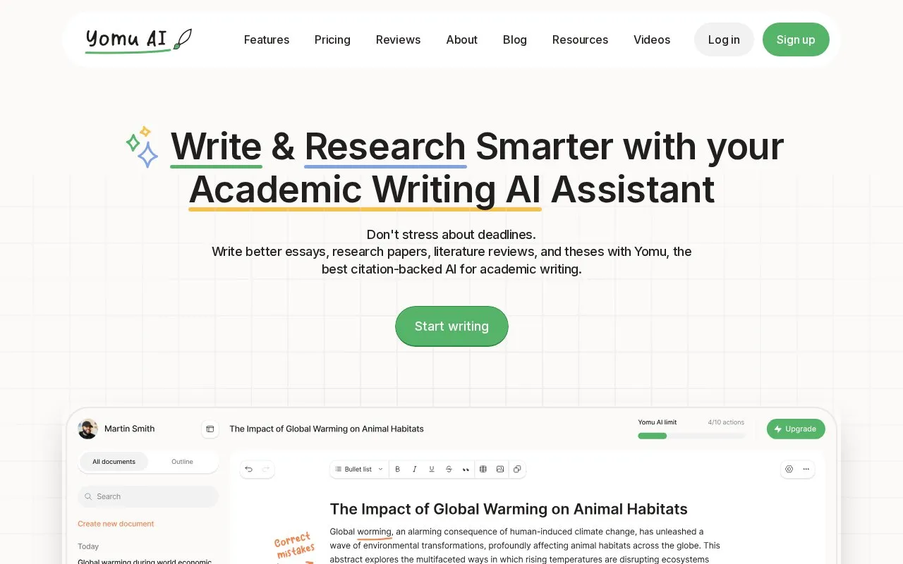 Yomu homepage screenshot