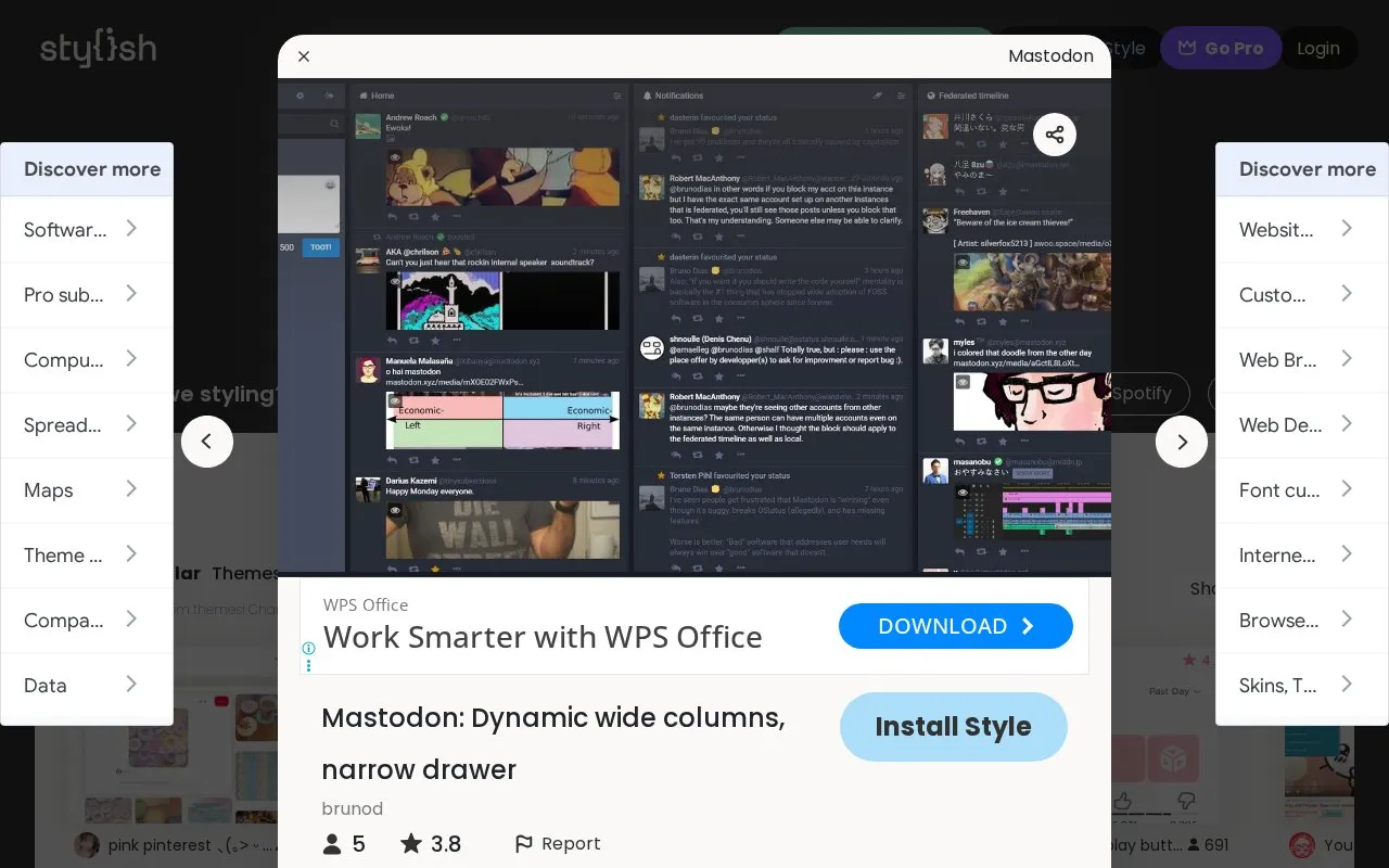 Narrow drawer homepage screenshot