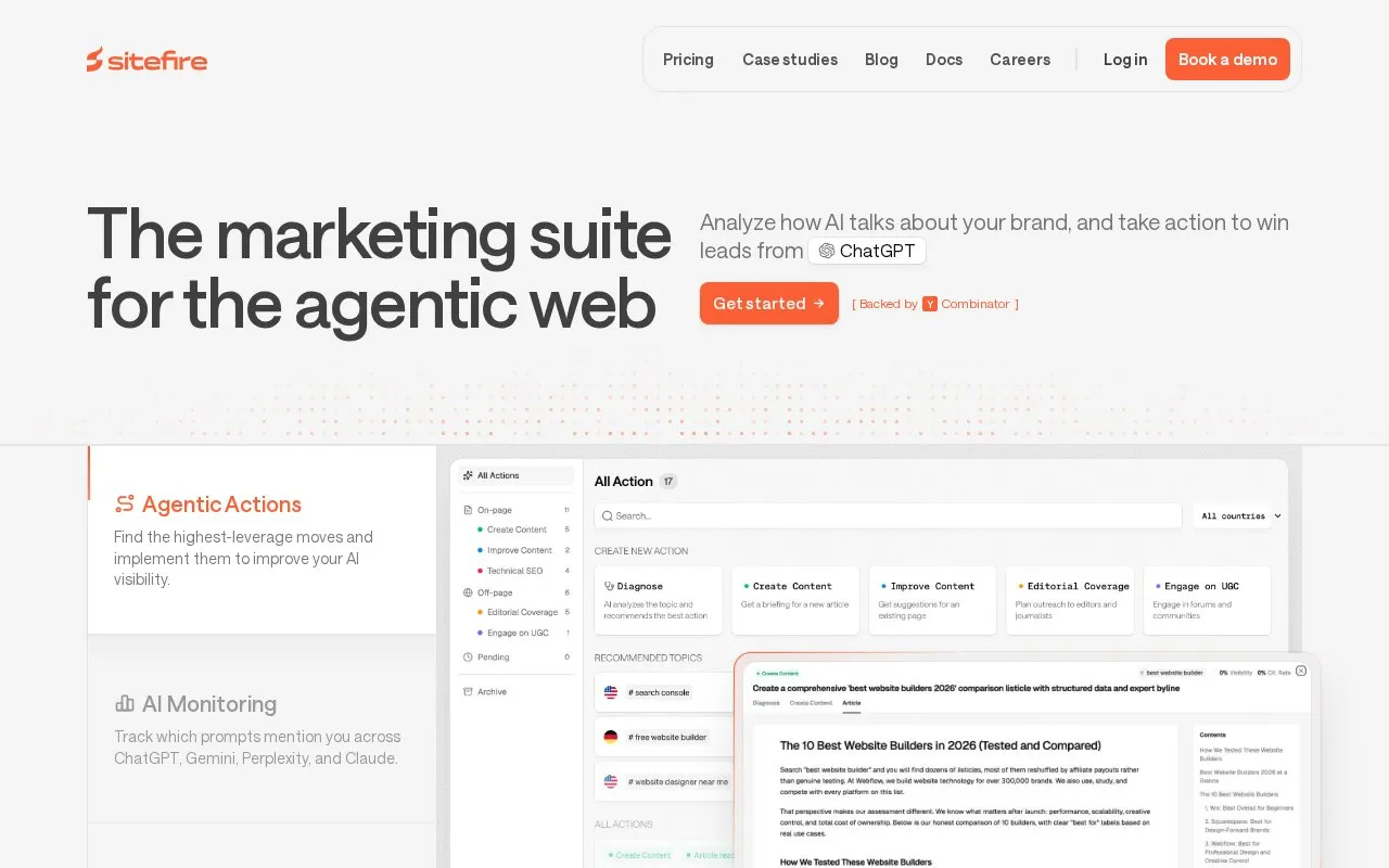 sitefire homepage screenshot