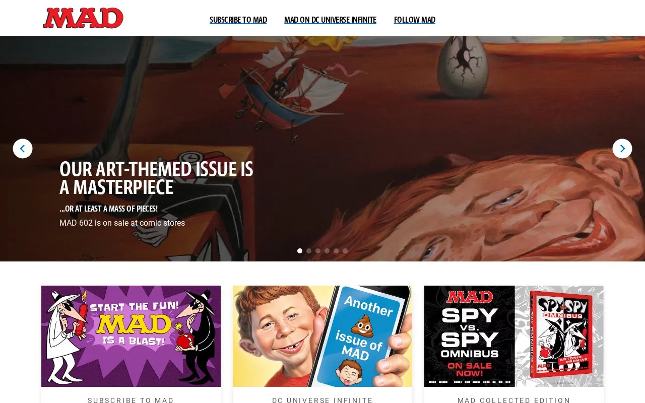 Mad homepage screenshot