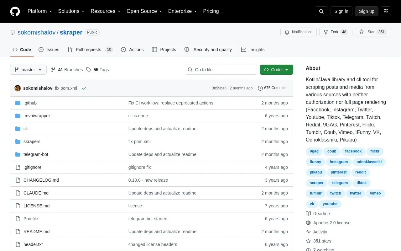 skraper homepage screenshot